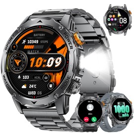 Smart Watches for Men (Bluetooth 5.2 Calls) with Flashlight, 1.75" HD Display/1000mAh Long Battery Life, Fitness Tracker with Heart Rate/Sleep Monitor/IP68/120+ Sports Modes for iOS Android,3 Bands