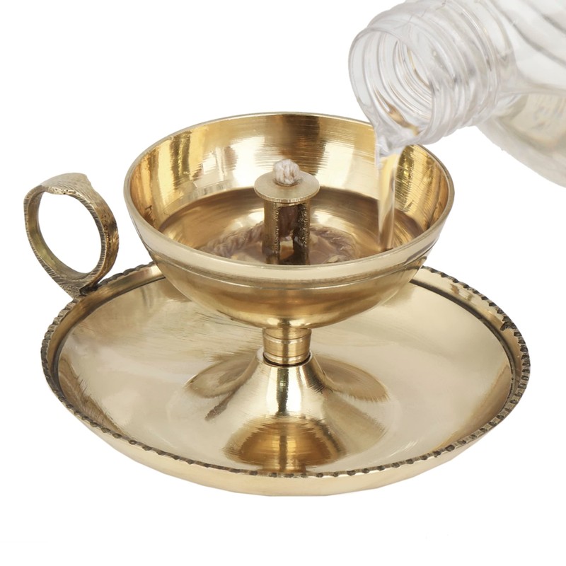 NKlaus Ghee Lamp Oil Lamp with Wick Handmade Brass House