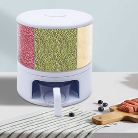 24 Lb Rice and Grain Storage Container, 360° Rotating Food Dispenser Measuring Cylinder with Lid Moisture Resistant Household, Airtight Storage of Black Rice, Yellow Rice and Other Small Beans