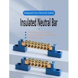 8 Positions Terminal Bus Bar Block 6 Pack Brass Wire Screw for Car Boat Marine Ground Power Distribution Grounding Electrical Bars Strip Block for 12V-110V, Blue