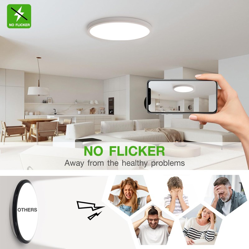 2Pack 15.8Inch LED Flush Mount Ceiling Light Fixture,32W 3200LM, Dimmable