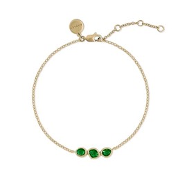 RADLEY Womens 18ct Gold Plated Green Cubic Zirconia Stone Bar Adjustable Bracelet