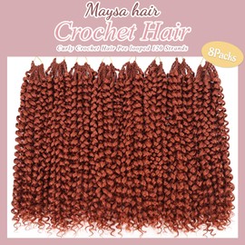 MAYSA Ginger Copper Beach Waves Prelooped Crochet Hair 120 Strands 18 Inch Water Wave Crochet Hair Long Curly Crochet Hair Extensions for Black Women #350