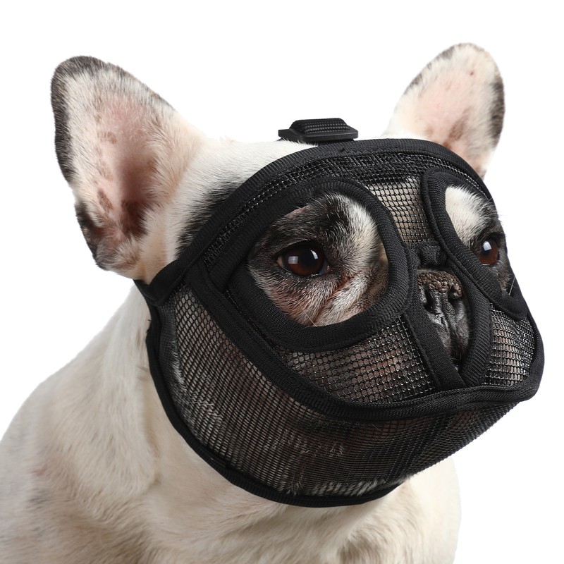 Short Snout Dog Muzzle Bulldog Muzzle Adjustable Breathable Mesh for