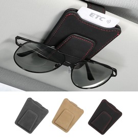 Letics Car Sunglasses Holder Glasses Holder Card Holder Sun Visor Storage Parking Ticket Clip On (Black)