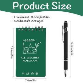 JINGIHE Waterproof Notebook, 6Pcs Spiral Notebook, 3x5” All Weather Stone Paper Pocket Notepad, Write in the Rain Notebook for Kids Adults Home School Office Outdoor Activities (50 Pages, Black) (Mix color)