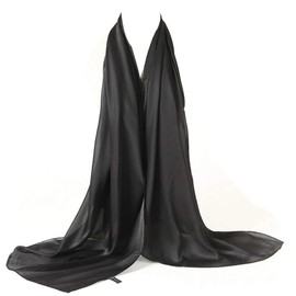 Bellonesc - Bufanda de seda 100% seda larga y ligera para mujer, Negro -, 71' x 35' (Appro)