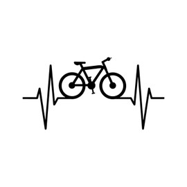Bicycle Heartline Vinyl Decal Sticker Car Window Bumper Premium Quality UV Resistant Die Cut (Black, 5-Inches)