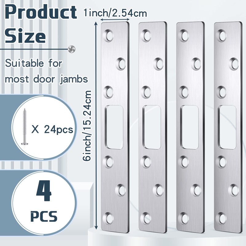 4 Pcs 6 Inch Door Strike Plate Security Latch Strike