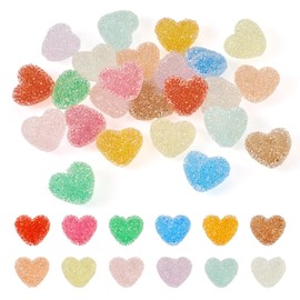 Boutigem 24Pcs Heart Beads Resin Druzy Heart Pony Beads Colorful Rhinestone Heart Spacer 12 Colors 17x19x10.5mm for DIY Necklace Bracelet Earring Jewelry Making