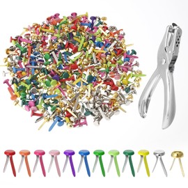 KATIMI 401PCS Split Pins, Paper Fasteners, 8 x 17mm Multicolor Split Pins, Scrapbooking Brads Split Pins with Hole Punch, Metal Paper Fasteners Mini Brads for DIY Crafts, Office, Household Supplies