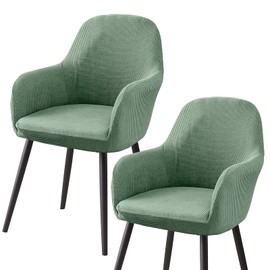 Velvet Chair Covers with Armrest, Armchair Protective Cover Corn Grains, Elastic Chair Cover, Universal Chair Covers, Removable Cover for Dining Room, Living Room, Wedding Decoration (2 Pieces, Pea