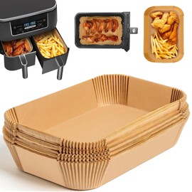 Pekimu Pack of 150 Baking Paper for Hot Air Fryer with Double Chamber, 20.3 x 14 cm Rectangular Airfryer Paper Liners, Compatible with Ninja Dual/Double Stack and Other Dual Zone Air Fryers