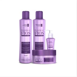 Cadiveu - Home Care Line - Plastica Dos Fios - Juego de suavizante para el cabello, champú (300 ml), acondicionador (300 ml, máscara de tratamiento capilar (200 ml), imprimación capilar (110 ml). (Juego de 4)