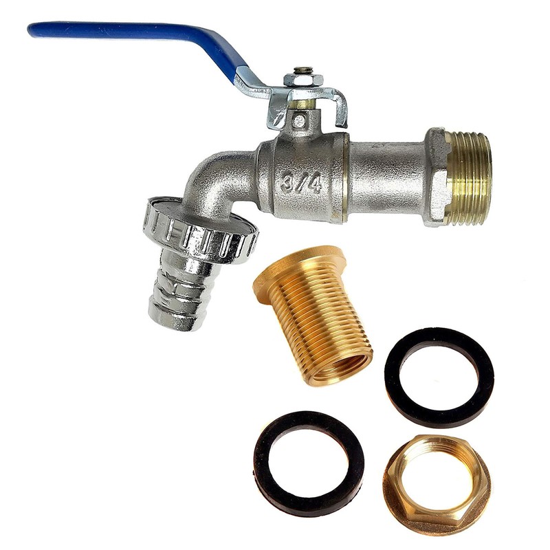Tank Fitting + Tap 19 mm Barrel Fitting 3/4 Inch