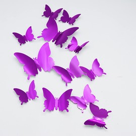 24pcs Butterfly Stickers, CAYUDEN Removable 3 Sizes Butterfly Decorations 3D Mirror Wall Decor Stickers DIY Butterfly Party Decorations Wall Stickers Wall Decal for Wedding, Party, Baby Bath, Holidays