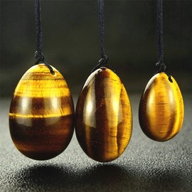 TOP-VRA Jade Oval Crystal Bead Stone 3PCS Crystal Quartz Chakra Healing Yoga Exercise to Train Women Muscles Exercise-(Tiger Eye)