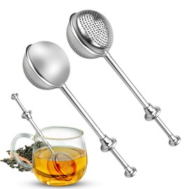 2 Stück Teezange Teesieb für losen Tee – Edelstahl Teeei mit Teleskopgriff, Teaballs teesieb 304, teesieb für Gewürze, Zucker, Mehl, Kakaopulver, Teeinfuser für Tee- und Backliebhaber