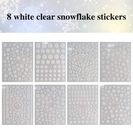 SILPECWEE 8 Sheets White Flower Nail Stickers 3D Nail Art Stickers Self Adhesive nail Decals Nail Design Stickers Nail Art Accessories Manicure Kit