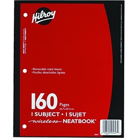 Hilroy 05627 Neatbook Wireless Notebook, 1 Subject, 80-Sheets/160-Pages, 10-1/2x8-Inch, Assorted Colors