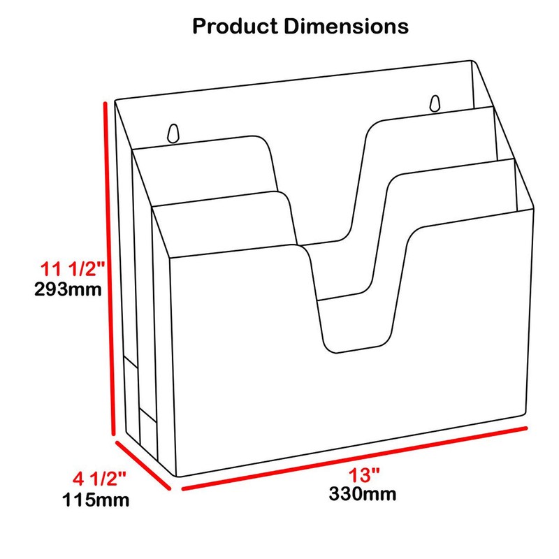 Acrimet Horizontal Triple File Folder Holder Organizer, Open Top Desktop