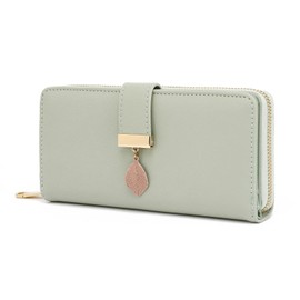 TAN.TOMI Women's purse, women's purse made of smooth and soft synthetic leather, women's wallet with capacity and many compartments, women's purse., Light mint, classy