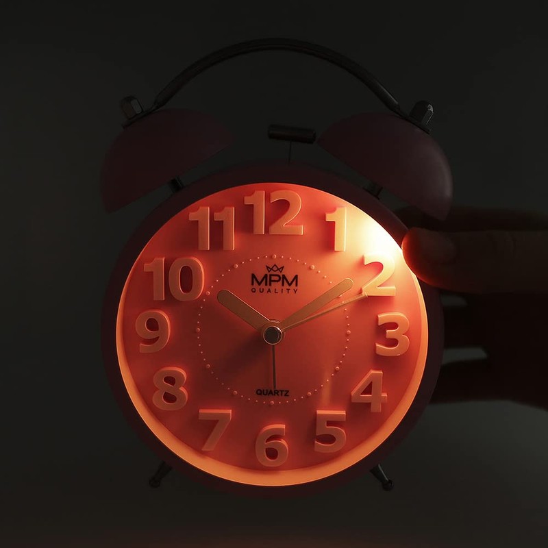 MPM Quality Design Metal Alarm Clock in Trendy Colours, Rose,