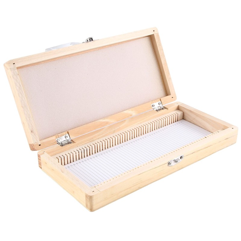 Lyaciomn Wooden Slide Storage Box, Holds 50 Slides, Microscope Slide