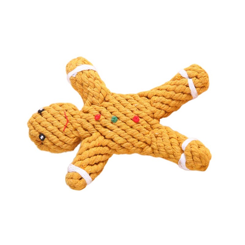 PRETYZOOM Rope Dog Toy Christmas Chew Toy Gingerbread Man Bite