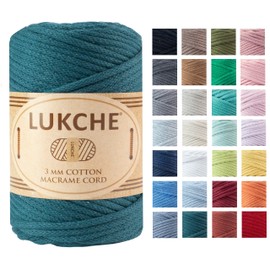 Peacock Macrame Cord 3mm x 93yards (279 Feet), Colored Macrame Rope, Cotton Rope Macrame Yarn, Colorful Cotton Craft Cord for Wall Hanging, Plant Hangers, Crafts, Knitting (189 Peacock 1)