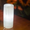 Selenite Lamp XL White Natural Crystal Light LED Cord Cylinder
