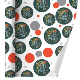 GRAPHICS & MORE Merry Christmas Wreath Mistletoe Bell Gift Wrap Wrapping Paper Roll