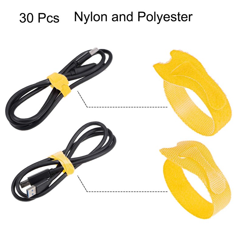 sourcing map Reusable Cable Ties 8 Inch Hook and Loop