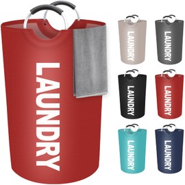 StorageRight 115L Large Laundry Basket, Laundry Hamper, Dirty Clothes Hamper for Laundry, Collapsible, Waterproof Laundry Baskets with Foam Protected Aluminum Handles for Laundry, Dorm, Family (Red)