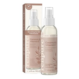 RENPURE Aceite nutritivo para el cabello seco y quebradizo de coco y vitamina E, 4 onzas | Rich, plant-based*, silicone-free oil nourishes dry ends, s