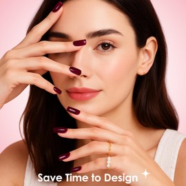 MELLIEX 280 Stück Press on Nails Mittel Quadratische Weinrot Nägel Zum Aufkleben 14 Größen Acryl Falsche Nägel Tips Set Vollständige Abdeckung Künstliche Fingernägel