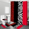 Onalasyc 4Pcs Red Cheetah Shower Curtain,Shower Curtain Sets with Rugs