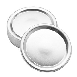 Freebily 10Pcs Regular Mouth Mason Jar Split-Type Lids Sealing Leak Proof Secure Mason Storage Solid Caps (Not Include Band) Silver 86mm