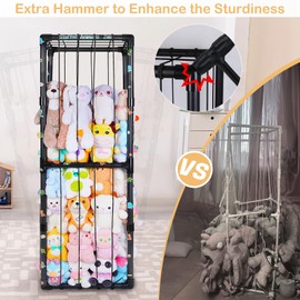 FIOBEE Stuffed Animals Storage Zoo Thicken PVC Tube Toy Storage Organizer with Elastic Band Large Stuffed Animals Holder for Nursery Playroom Bedroom Room Furniture Plush Storage, Black