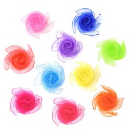 Sensory Scarves, MUNSKT 10PCS Rainbow Colour Baby Sensory Toys Children Dance Juggling Scarves Silk-like Fabric Square Scarf for Baby Gymnastics Rhythm Movement