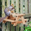 Relaxdays Squirrel Table, Wood, Squirrel Feeder with Corn Cob Holder,