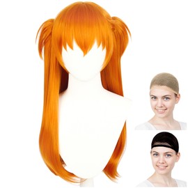 CaseEden 6153 Premium Soryu Asuka Langley Cosplay Wig with Twin Tail Vance, Long