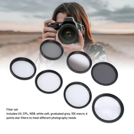 ND UV CPL Filter Set, UV CPL ND8 Soft White Graduated Grey 10X Macro 6 Points Star Filter Set for Photography, Camera Lens Filter Kit, Camera Accessories (55mm)