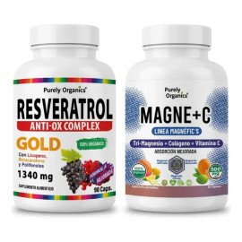 Combo Resveratrol Gold  Magne C  Con Colageno Hidrolizado Vitamina C Polifenoles Y Licopena  Apoyo Para El Bienestar General Y El Rendimiento Físico  