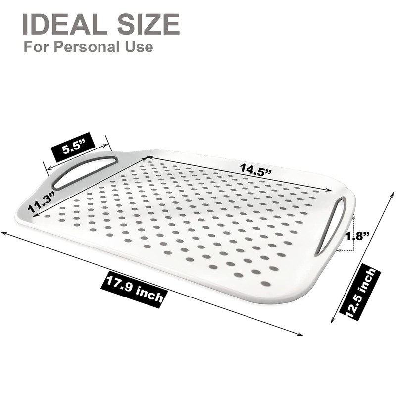 Large Non Slip Serving Tray with Handles, Silicone Gripping Nubs