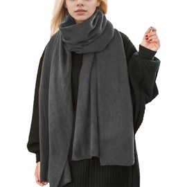 KEOYA Women's Warm Winter Scarves Long Cozy Scarf Blanket Stylish Pure Color Wrap for Party Journey Holiday Dark Grey