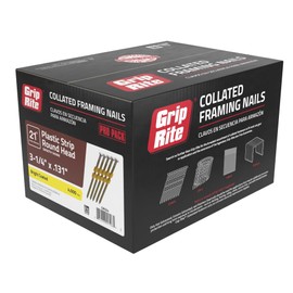 Grip-Rite GR024 Round Head 3-1/4-Inch-by-.131-Inch-by-21-Degree Plastic Collated Vinyl Coated Framing Nail (4,000 per Box)