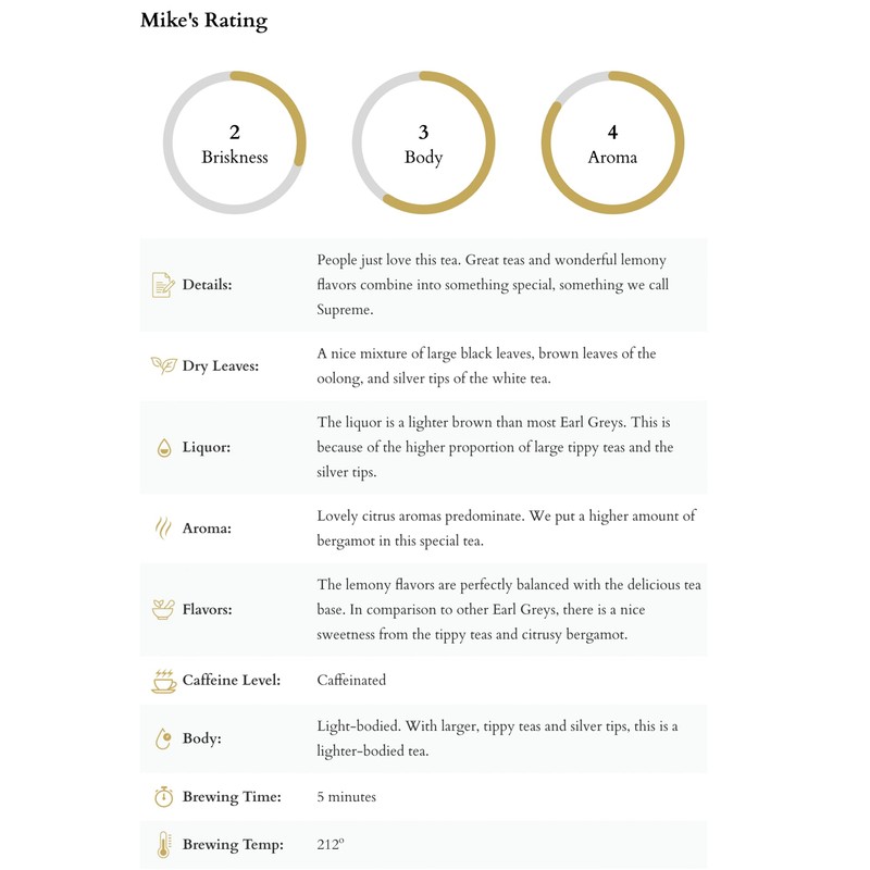 Harney & Sons Earl Grey Supreme Tea, Loose leaf 16