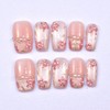 LIFOOST Handmade Nails Press On Medium Coffin Flowers Blooming French
