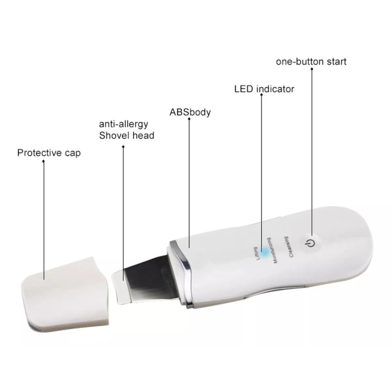 Makegina Limpiador Facial Peeling Ultrasónico Portatil Skin Scrubber